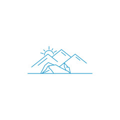 Simple Abstract Mountain Line Art Minimalist Logo Vector Illustration Template Icon
