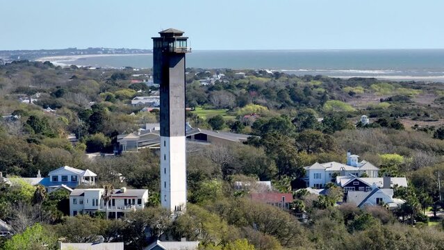 sullivan's island lighthouse aerial near charleston sc, south carolina
