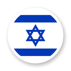 Flag of Israel flat icon. Round vector element with shadow underneath. Best for mobile apps, UI and web design.