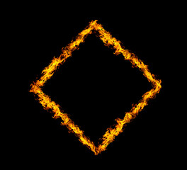 Square. flame heat black background
