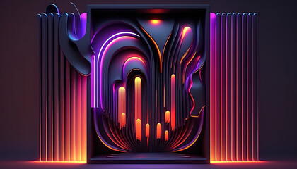 3d render, abstract neon wallpaper, colorful fantastic background with shape glowing in ultraviolet spectrum