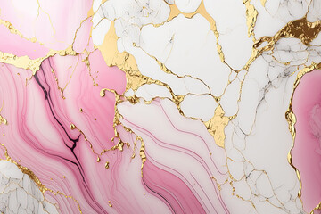 Abstract marble pink, white and gold background. Wedding invitation, card backdrop, banner. Ai generated