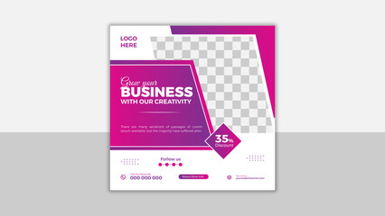 Grow your business with creativity Social media Post Design Web banner Corporate Square Flyer Template Business Promotion.