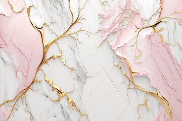 Pink, white and gold marble background. Luxury marble stone texture. Wedding invitation backdrop. Ai generated