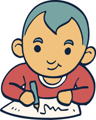 children writing illustration.