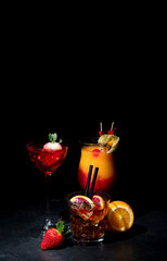 Set of various classic cocktails