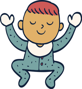 baby in blue pajamas with arms raised clip art preview