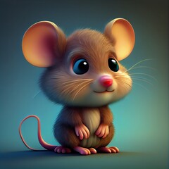 funny cute 3D cartoon mouse, generative ai
