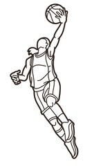 Basketball Female Player Action Cartoon Sport Graphic Vector