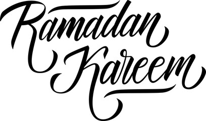 Ramadan Kareem hand drawn lettering. Creative calligraphy for Ramadan holiday greetings and invitations. PNG file.
