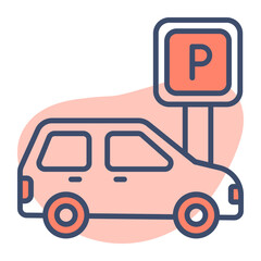 Parking board with car, vector design of car parking in editable style