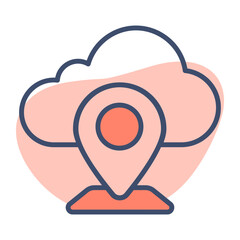 Location pin with cloud, concept vector of cloud map