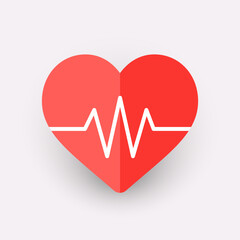 Pulse icon graphic design with heart. Template vector isolated for medical apps and websites.
