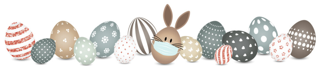 Hasenei Maske & Ostereier Muster Banner Naturfarben/Kupfer