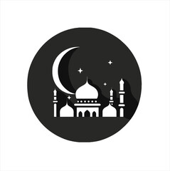 Islamic Mosque Building Silhouette, mosque illustration icon, for Posters and Banners and others