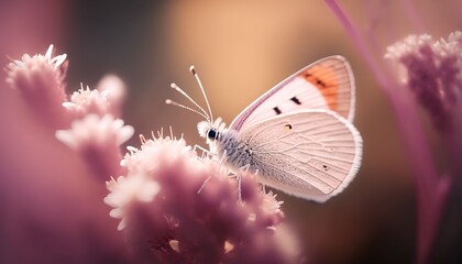 Obraz premium natural floral with butterfly on flower, Generative AI