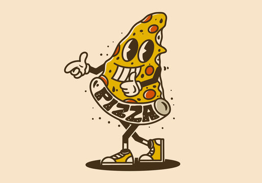 Mascot character design of a pizza slice