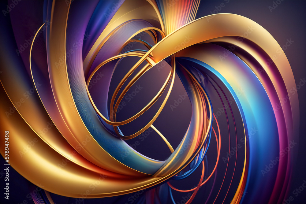 Aufkleber three dimensional abstract colorful shapes. created with generative ai technology.