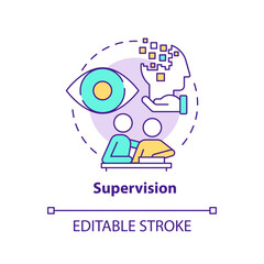 Supervision concept icon. Personal care and companionship service abstract idea thin line illustration. Isolated outline drawing. Editable stroke. Arial, Myriad Pro-Bold fonts used
