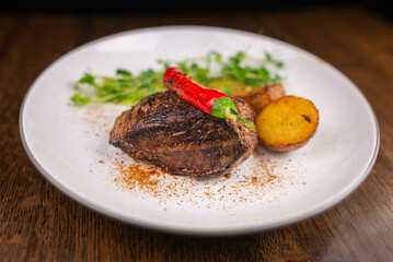 grilled steak with vegetables