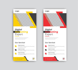 Vector digital marketing modern rack card and dl flyer or roll up banner.