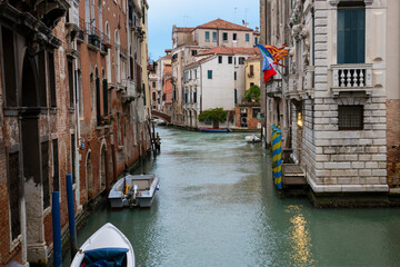 Morning Venice, canal, bridge and houses