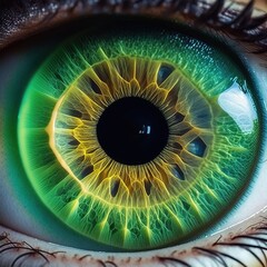 Human green eye supermacro closeup background. 4k, hyper realistic