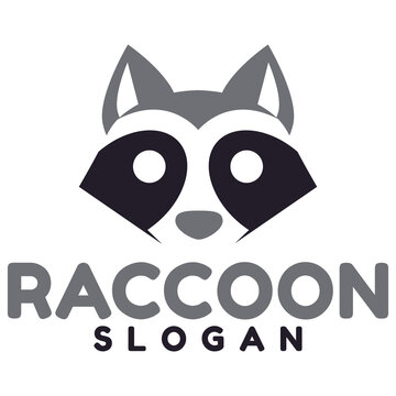 Modern mascot flat design simple minimalist cute raccoon logo icon design template vector with modern illustration concept style for brand,label,company, badge,emblem