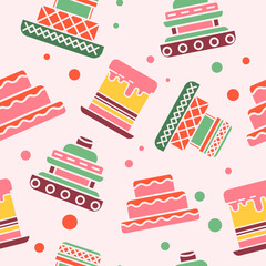 Cakes and pastry confectionery seamless pattern