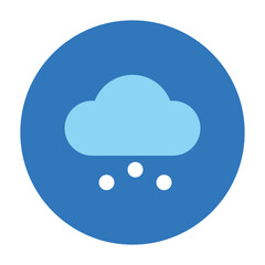 Basic weather icon of cloud and hail on blue circle. Flat clipart of ice rain. Can be used for web, apps, stickers. Isolated vector and PNG illustration on transparent background.