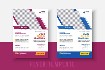 Kids Education Flyer - Kids Back to School Education Admission flyer Layout Template. Back to School Flyer. School Admission Template.  Education Flyer, Poster brochure.