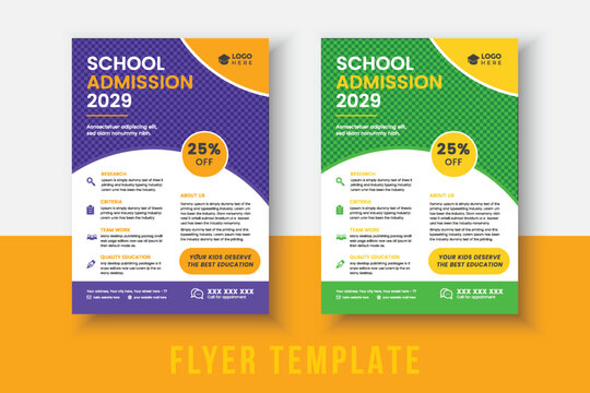 Kids Education Flyer - Kids Back to School Education Admission flyer Layout Template. Back to School Flyer. School Admission Template.  Education Flyer, Poster brochure.
