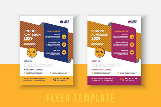 Kids Education Flyer - Kids Back to School Education Admission flyer Layout Template. Back to School Flyer. School Admission Template.  Education Flyer, Poster brochure.