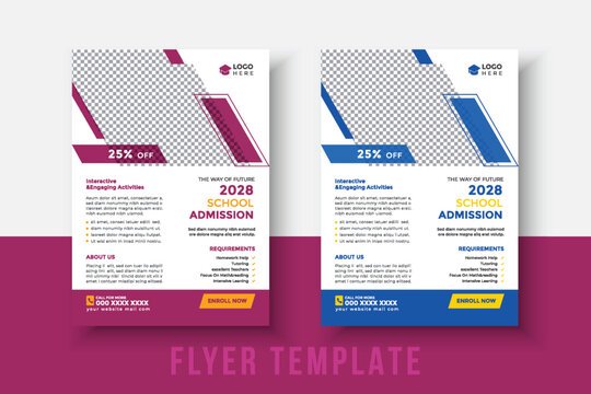 Kids Education Flyer - Kids Back to School Education Admission flyer Layout Template. Back to School Flyer. School Admission Template.  Education Flyer, Poster brochure.
