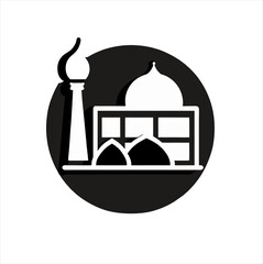 Siluet Bangunan Masjid Islam, ikon ilustrasi masjid, untuk Poster dan Spanduk ramadhan