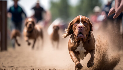 Dog race with a detailed look at the breeds and their unique characteristics, showing the variety and beauty of different types of dogs Generative AI