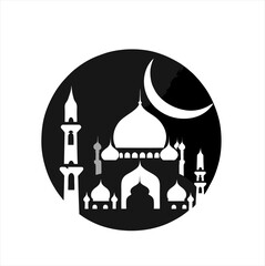 Siluet Bangunan Masjid Islam, ikon ilustrasi masjid, untuk Poster dan Spanduk ramadhan