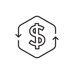 simple cash flow icon with thin line dollar sign. flat stroke trend modern lineart cashflow logotype graphic design isolated on white background. concept of global monetary policy or wealth conversion
