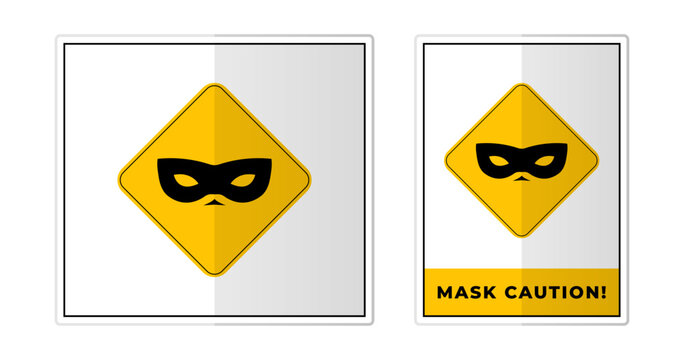 mask vector caution Sign Label Symbol Icon Vector Illustration