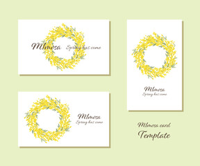 ミモザの花輪（リース）のイラスト素材 ベクター カード テンプレート 春