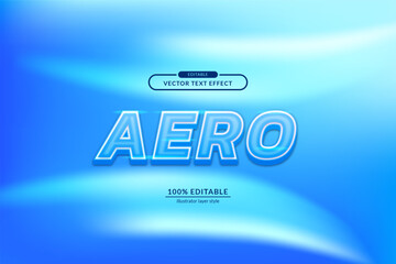aero blue sky aviation weather 3d modern headline editable text effect. eps vector file
