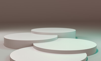 Backdrop scene with simple cylinders, 3D illustration, Studio scene for product display, 3D render