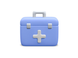 3d realistic medicine chest isolated on white background. First aid kit in cartoon style. Vector illustration