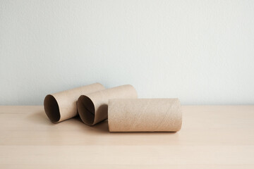 Empty tissue paper roll in living room.