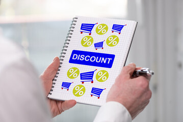 Discount concept on a notepad