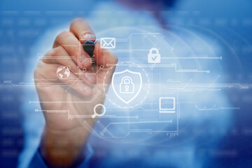  Cyber, personal data and information security. Internet and networking security system concept background.