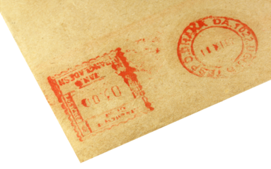 Postal sign on an envelope
