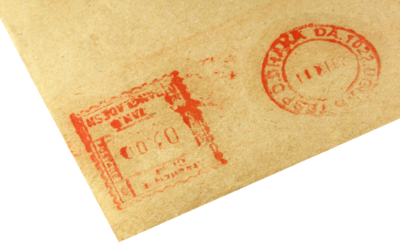 Postal sign on an envelope