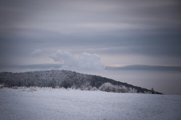 winter landscape in the Czech Republic. Landscape covered with snow.
