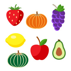 Set of fruits Different colorful  fruits vector illustration